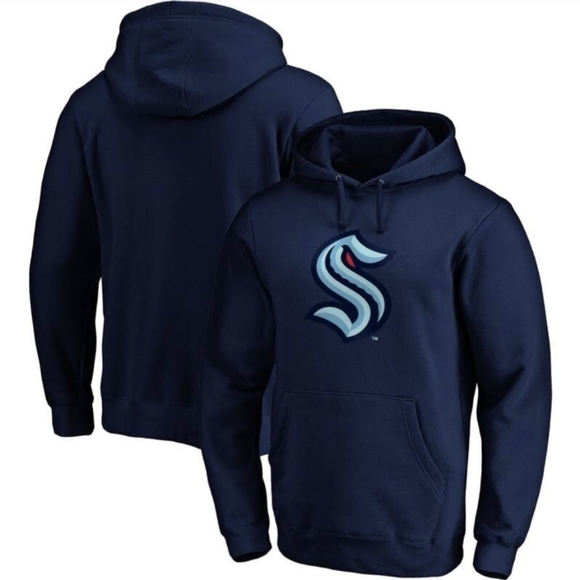 Fanatics Seattle Kraken Branded Primary Logo Pullover Hoodie Men's Navy Size 2XL - Picture 1 of 12